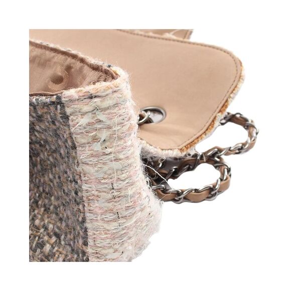 Pre Loved Chanel Tweed Chain Shoulder Bag Women Gray - Picture 8 of 8